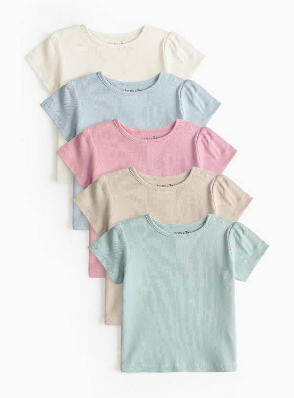 Plain Ribbed T-Shirt 5 Pack 12-18 months